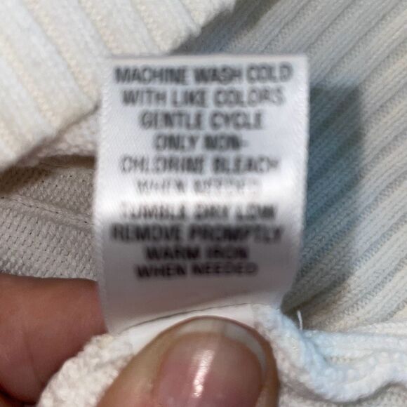 Vintage Merona Hooded Cable Knit Sweater White Cotton Long Sleeve Kanga Pocket X - Picture 8 of 8